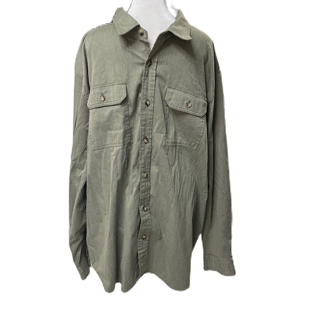 Wrangler Men's Heather Green Button Down Long Sleeve Shirt Size 2XL